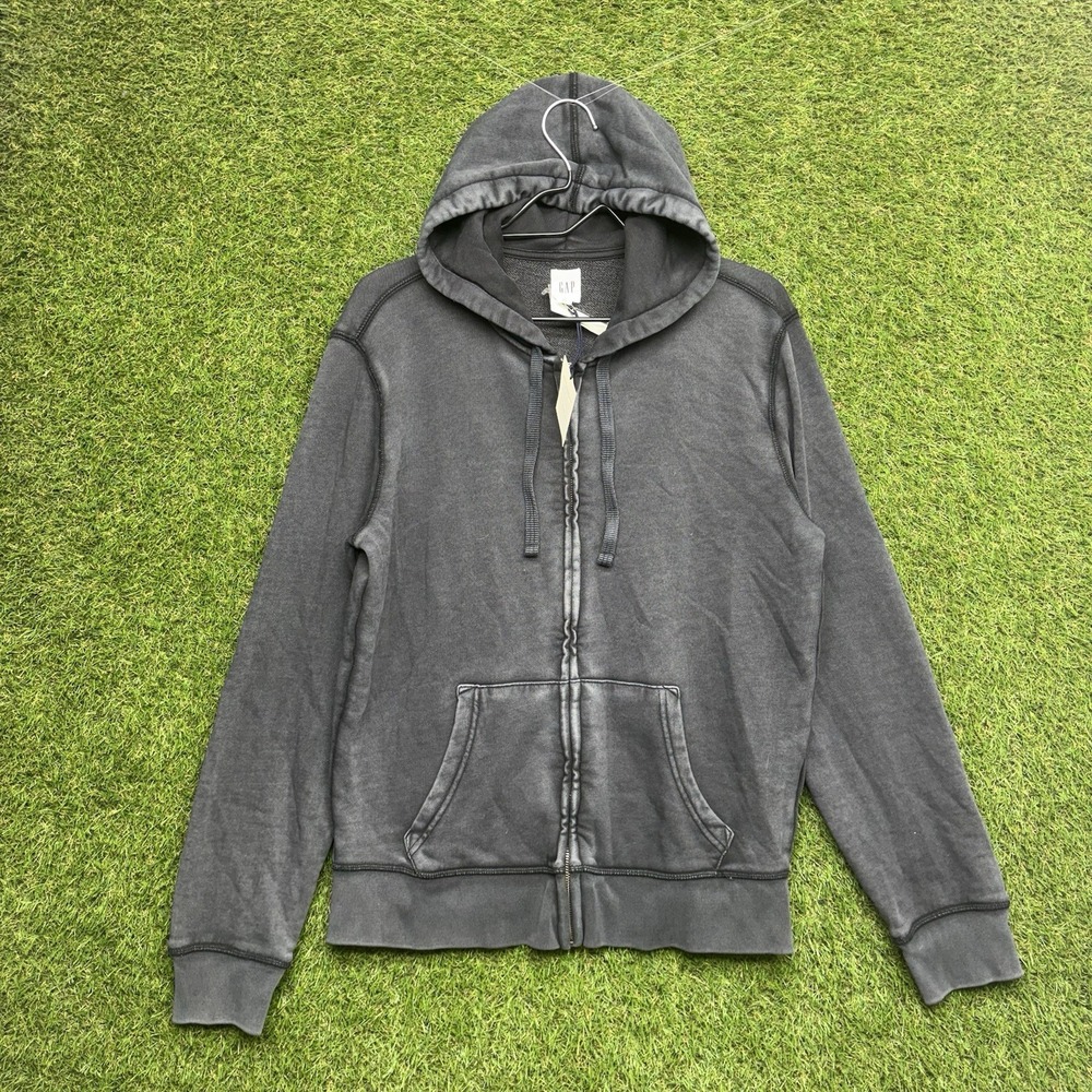GAP Hoodie Mens Medium Dark Heather Gray Fleece Casual y2k 2000s NWT